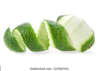 Fresh Lime On A White Background. Lime And Peel.