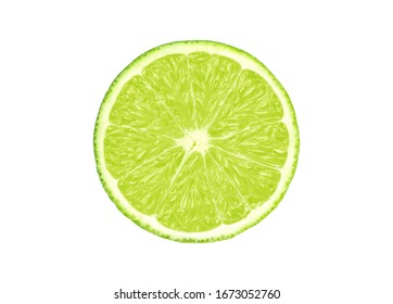 Fresh lime sliced isolated on white background . Clipping path.