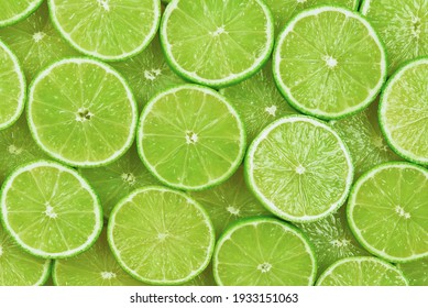 Fresh Lime Slices As A Background. 