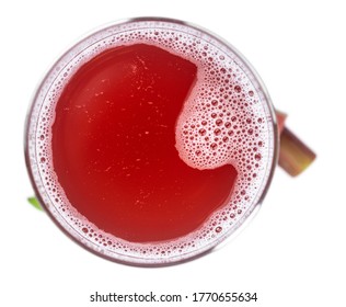 Fresh Made Rhubarb Spritzer Isolated On White Background (close Up; Selective Focus)