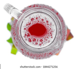 Fresh Made Rhubarb Spritzer Isolated On White Background (close Up; Selective Focus)