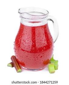 Fresh Made Rhubarb Spritzer Isolated On White Background (close Up; Selective Focus)