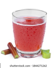 Fresh Made Rhubarb Spritzer Isolated On White Background (close Up; Selective Focus)