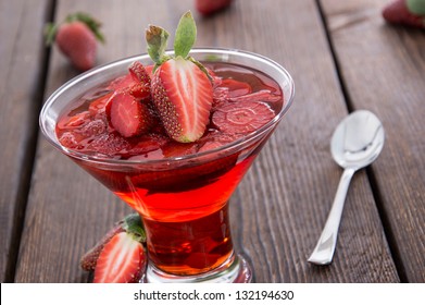Fresh made Strawberry Jello with fresh fruits