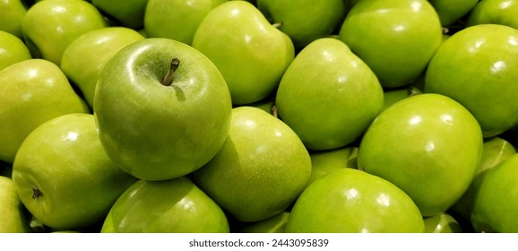 Fresh Malang green apples stack. Vibrant and enticing. Perfect for agriculture or organic food themes - Powered by Shutterstock