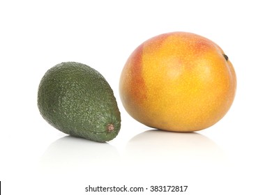 Fresh Mango And Avocado Isolated On The White Background