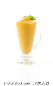 fresh mango smoothie on white background