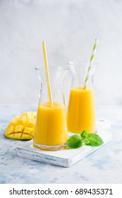 fresh mango smoothie, selective focus