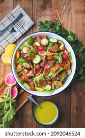 Fresh Mediterranean Salad With Lemon And Herb Vinaigrette.