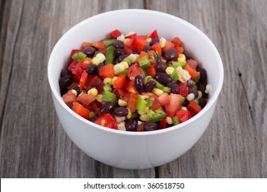 Fresh Mexican Bean Salad Bowl On The Table