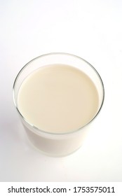 Fresh Milk In A Glass For Healthy, Top Corner Shot