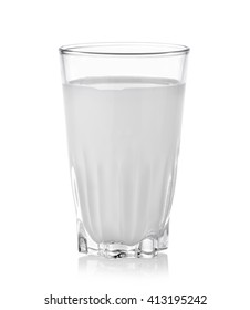fresh milk in the glass on white background - Shutterstock ID 413195242