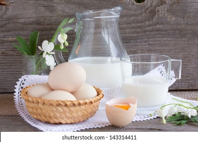 Fresh Milk, Wheat Seeds And Two Eggs