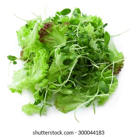 Fresh Mixed Green Salad Isolated On White