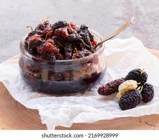 Fresh Mulberry Jam In A Jar