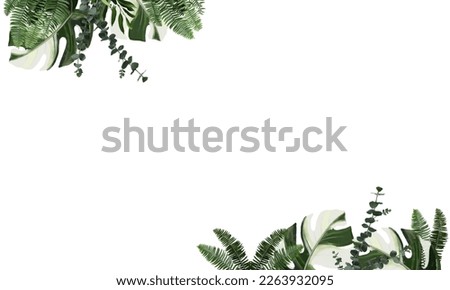 Fresh natural Tropical monstera leaves for zoom meeting background, template presentation, power point or etc