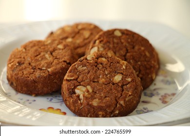 Fresh oatmeal cookies with seeds of cereals 