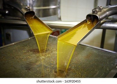 fresh oil flowing in the bin after processing at the mill - Powered by Shutterstock