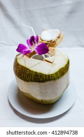 Fresh Opened Coconut. Ready for Drinking Coconut Water Inside - Shutterstock ID 412894738