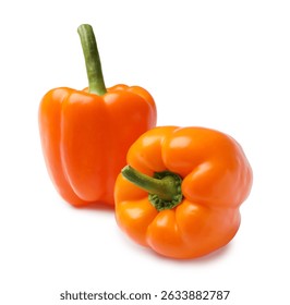 Fresh orange bell peppers isolated on white