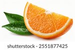 Fresh Orange fruit with leaves water drop, half and slices isolated on the white background, clipping path,
