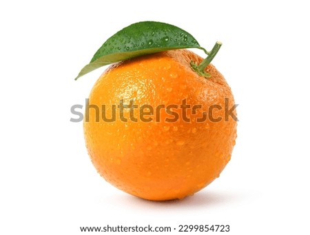 Fresh orange fruit with water droplets isolate on white background. Clipping path.