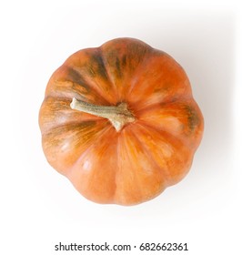 Fresh Orange Pumpkin Isolated On White Background, Top View