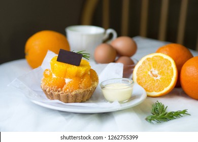 Fresh Orange Tart With Ingredients 