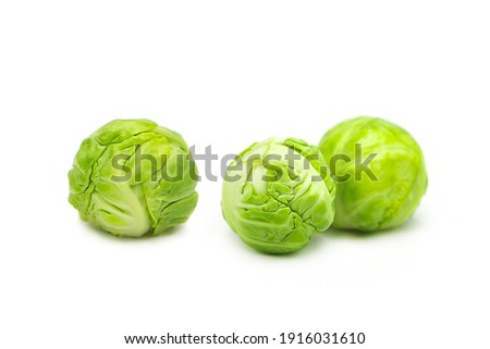 Fresh organic brussels sprouts isolated on white background. 