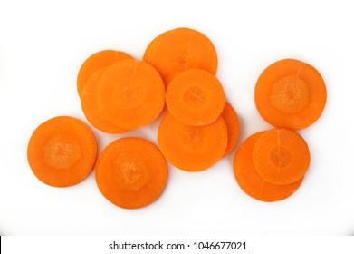 Fresh Organic Carrots Sliced On White Background