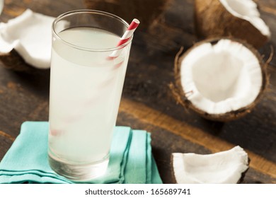 Fresh Organic Coconut Water In A Glass