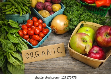 Fresh Organic Farmers Market Fruit And Vegetable On Display