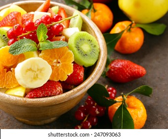 Fresh Organic Fruit Salad (kiwi, Strawberry, Banana, Currant, Apple)