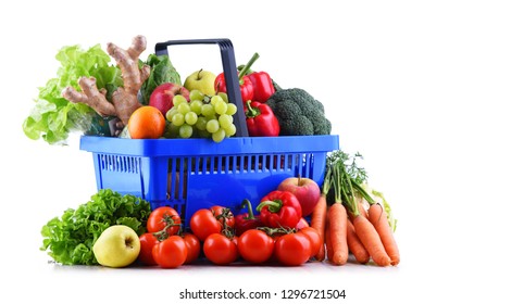 Fresh Organic Fruits Vegetables Plastic Shopping Stock Photo 1296721504 ...