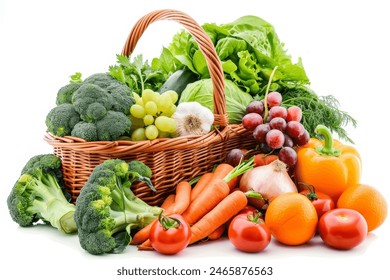 Fresh organic fruits and vegetables in wicker basket - Powered by Shutterstock