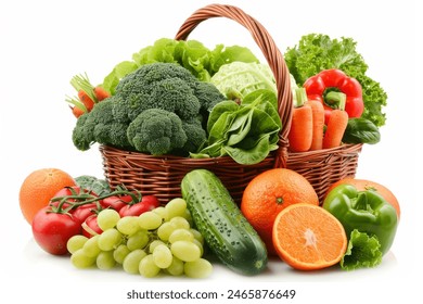 Fresh organic fruits and vegetables in wicker basket - Powered by Shutterstock