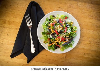 Fresh Organic Mexican Salad With Colorful Tortilla Strips