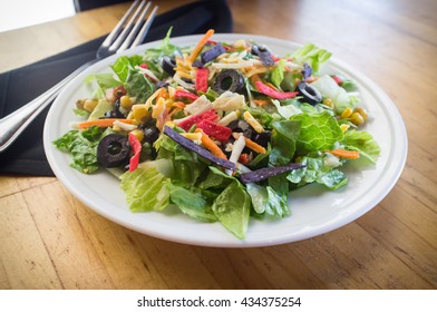 Fresh Organic Mexican Salad With Colorful Tortilla Strips