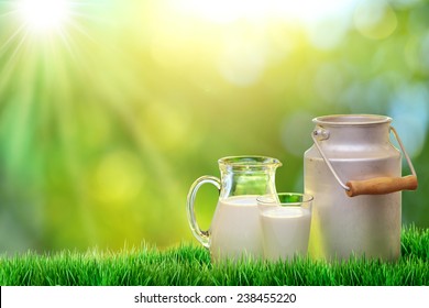 Fresh Organic Milk. Nature Background. Dairy Concept.