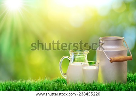 Fresh organic milk. Nature background. Dairy concept.