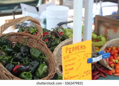 Fresh Organic Peppers At Farmers Market In Madison Wisconsin 