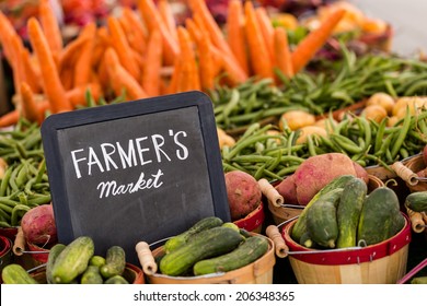 Fresh organic produce on sale at the local farmers market.