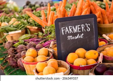 Fresh Organic Produce On Sale At The Local Farmers Market.