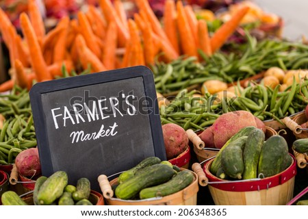 Fresh organic produce on sale at the local farmers market. ストックフォト © 
