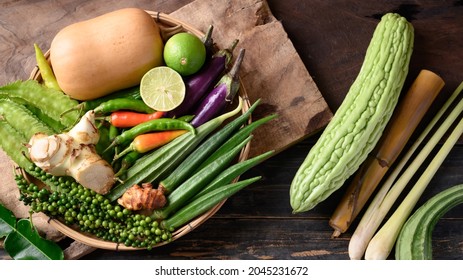 Fresh Organic Southeast Asian Vegetables From Local Farmer Market, Thailand