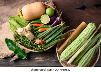 Fresh Organic Southeast Asian Vegetables From Local Farmer Market, Thailand