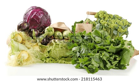 Similar – Ecological bag with vegetables on blue background