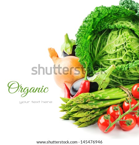 Fresh organic vegetables isolated over white