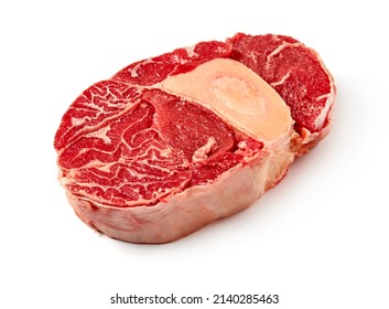 Fresh osso bucco steak on white