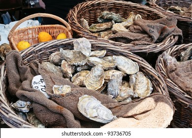 Fresh Oysters At Market In Cancale, Brittany, France